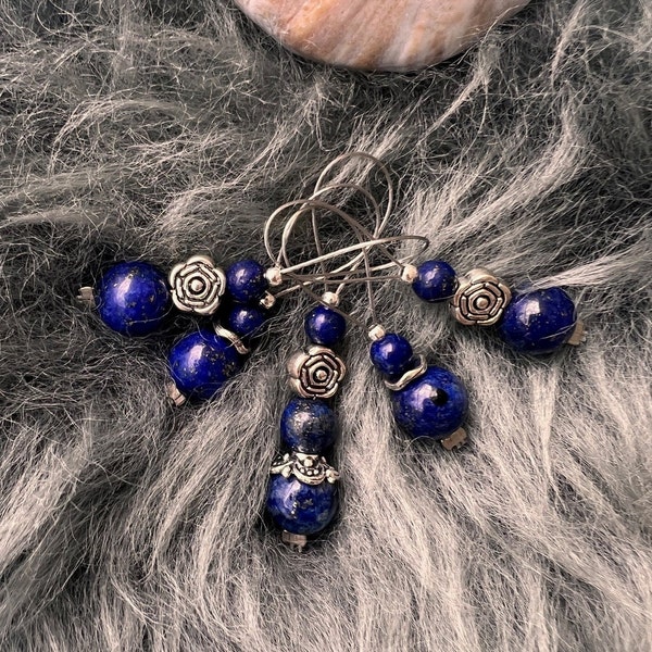 Maschenmarkierer 5-teiliges Set "LAPISLAZULI" - Stitchmarker, Knitting,