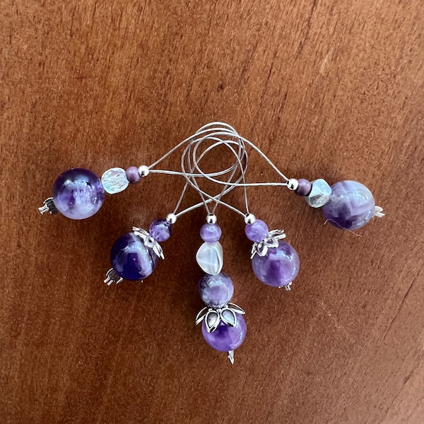 Maschenmarkierer Set "AMETHYST" - 5teilig, Stichmarker, Selfmade