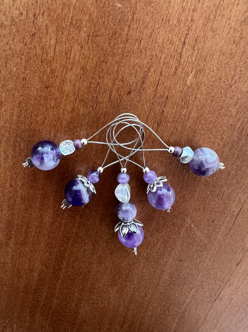 Maschenmarkierer Set AMETHYST 5teilig, Stichmarker, Selfmade Bild 1