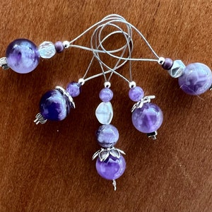 Maschenmarkierer Set AMETHYST 5teilig, Stichmarker, Selfmade Bild 2