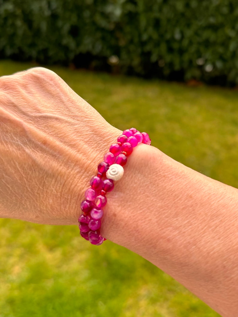 Armband Achat pink facettiert, 6mm Bild 2