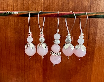 Stitch markers 5-piece set "ROSE QUARTZ" - Stitchmarkers, Knitting