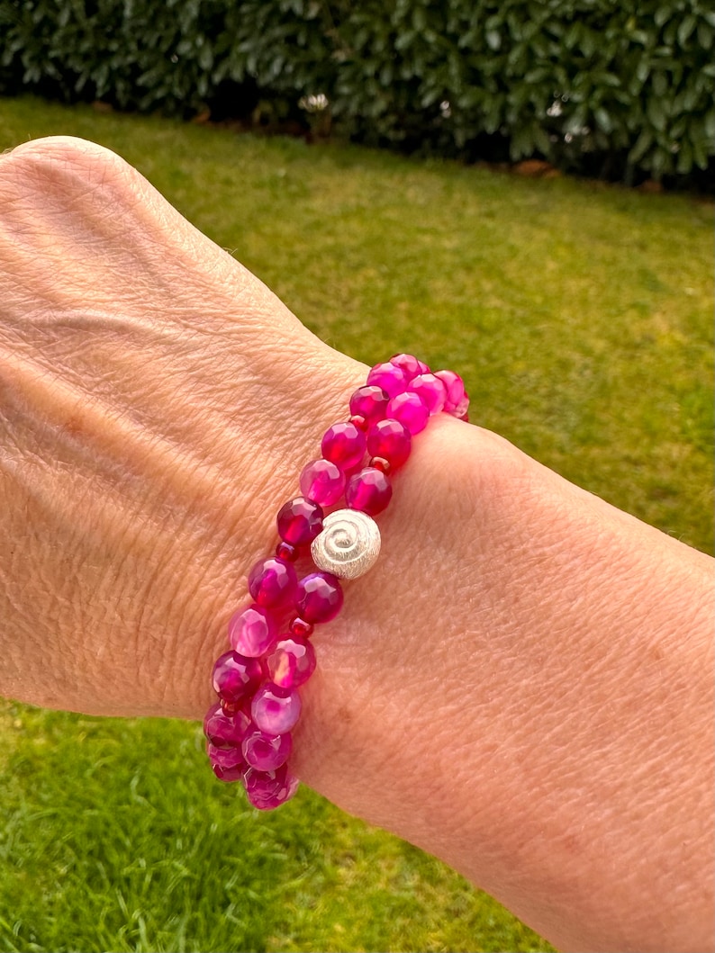 Armband Achat pink facettiert, 6mm Bild 4