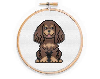 Cocker Spaniel Brown and Tan Cross Stitch Pattern - Tiny Cute Spaniel - 3" Cross Stitch - Fast and Easy Cross Stitch Pattern for Beginners