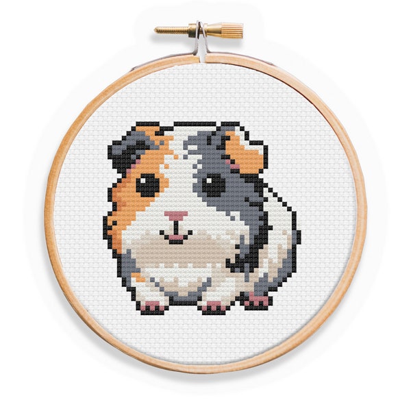 Tricolor Guinea Pig Cross Stitch Pattern - Very Cute Guinea Pig Cross Stitch Pattern - Easy Cross Stitch Pattern for Beginners