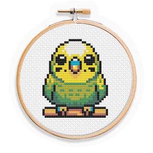 Budgerigar Cross Stitch Pattern - Parakeet Cross Stitch Pattern - Parrot Budgie Cross Stitch - Easy Cross Stitch Pattern for Beginners