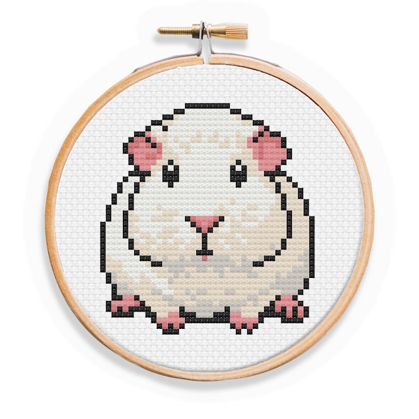 White Guinea Pig Cross Stitch Pattern - Very Cute Albino Guinea Pig Cross Stitch Pattern - Easy Cross Stitch Pattern for Beginners