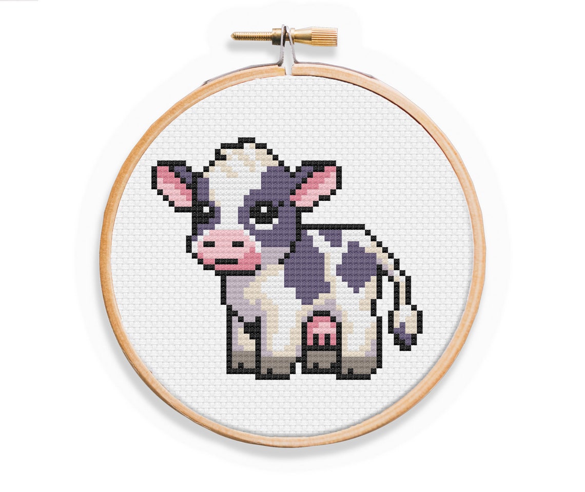 Friesian Cow Cross Stitch Pattern Farm Animal Cross Stitch Pattern Cute