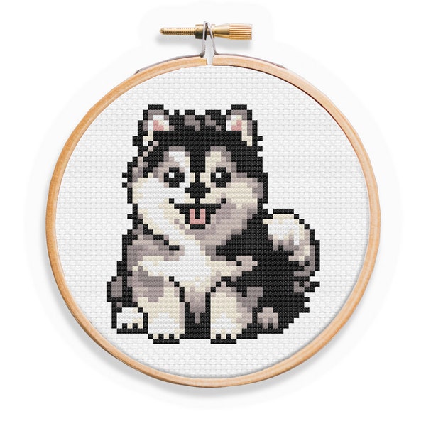 Pomsky Cross Stitch Pattern - Pomeranian Husky Dog Cross Stitch 3" Cross Stitch - Fast Easy Cross Stitch Pattern for Beginners