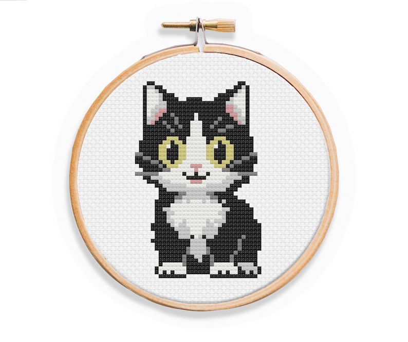 Black and White Cat Cross Stitch Pattern Small Cat Cross Stitch 4 Cross Stitch Fast Easy Cross