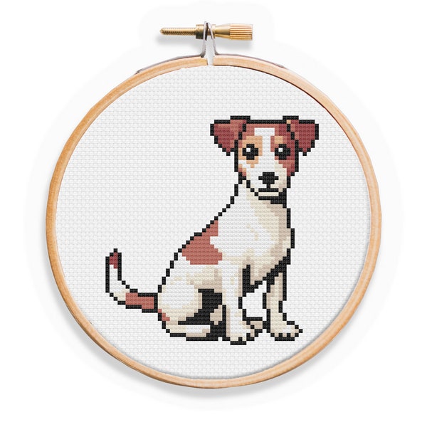 Jack Russell Terrier Cross Stitch Pattern - Tiny Cute Terrier Dog - 4" Cross Stitch - Fast and Easy Cross Stitch Pattern for Beginners