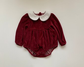 burgundy onesie baby girl