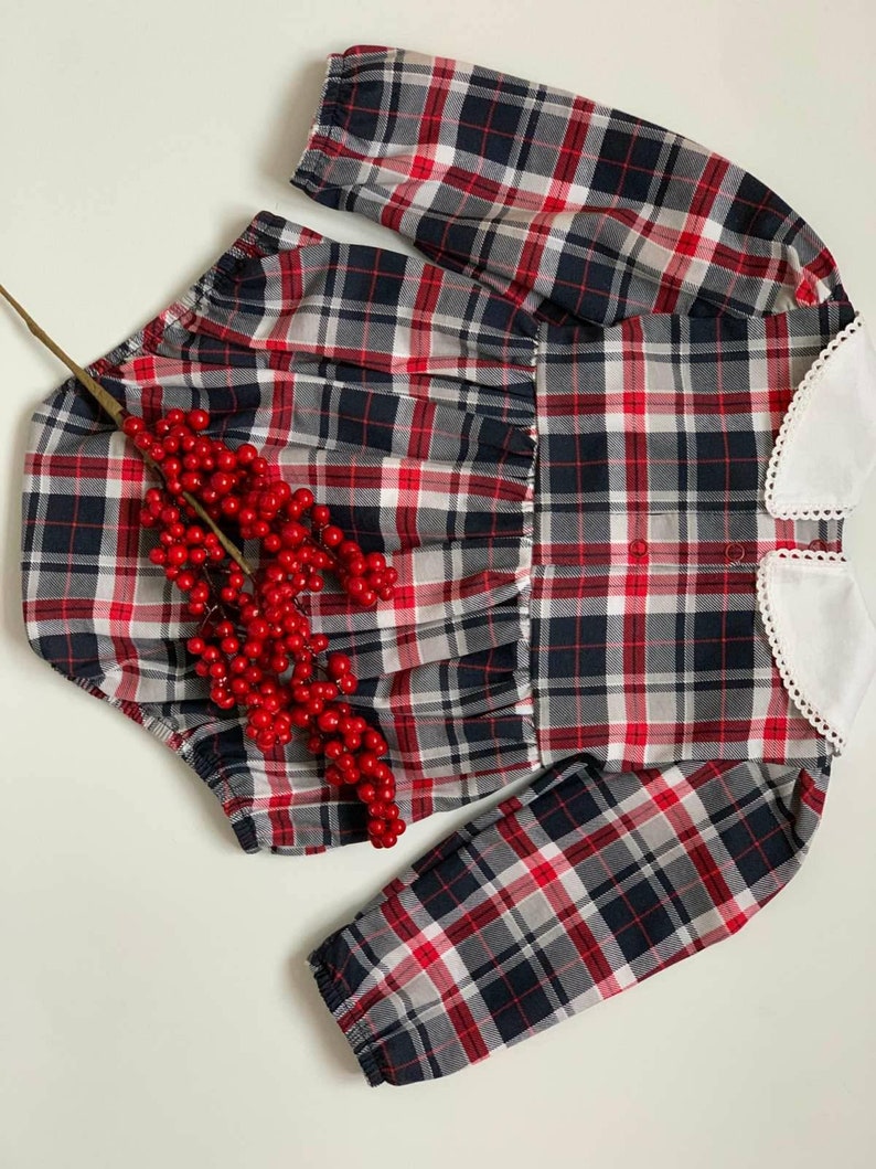Tartan Baby Romper Balloon Baby Romper Baby Girl 1st birthday Bodysuit Dress Baby girl dress Scottish Check Baby Onesie