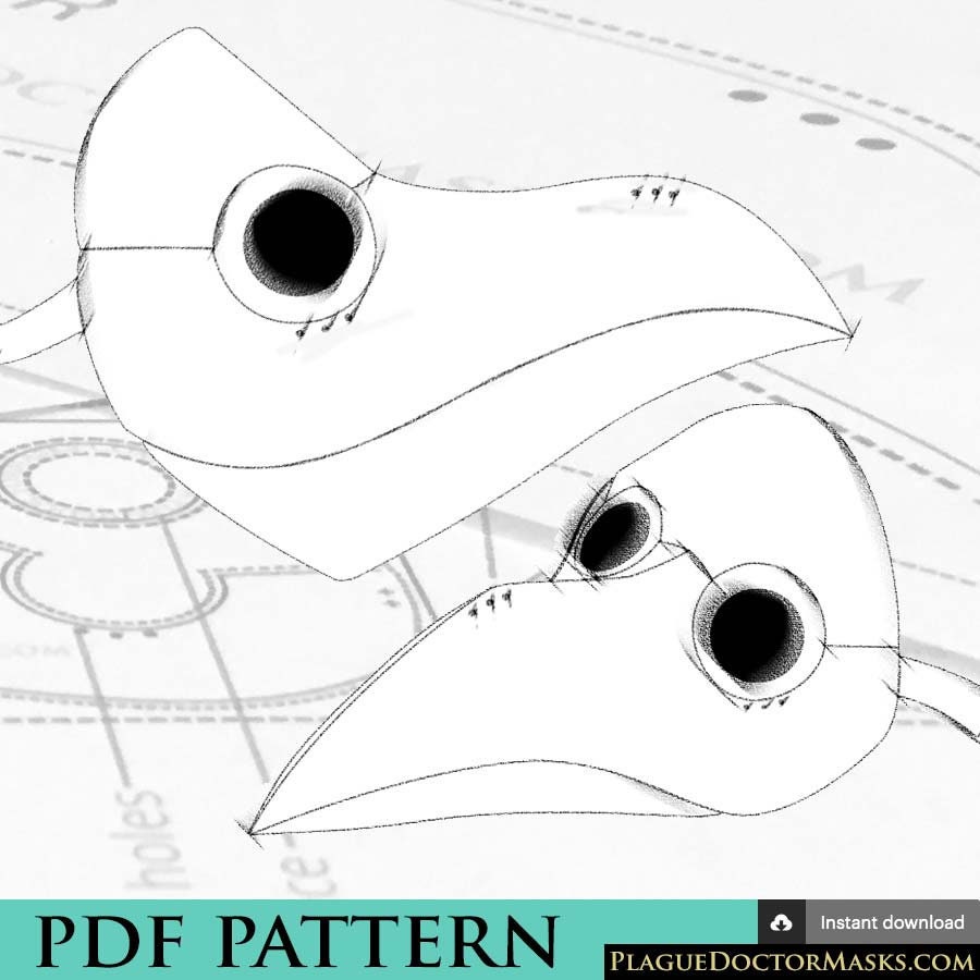 plague-doctor-mask-pattern-template-with-instructions-diy-etsy