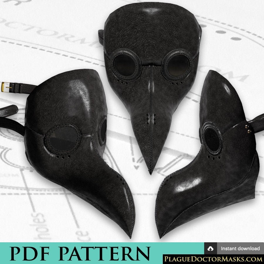 Plague Doctor Mask Pattern Template with Instructions. DIY. | Etsy