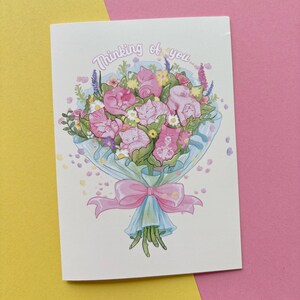 A6 Thinking of You Greetings Card Bouquet of Kittens