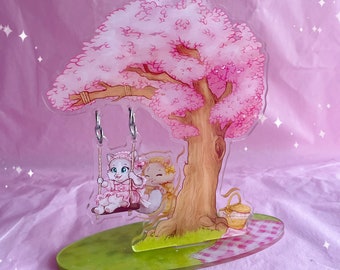Kitty Spring Picnic Rope Swing Acrylic Standee