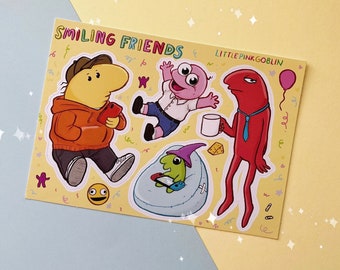 Smiling Critters Cartoon Friends Funny Sticker Sheet