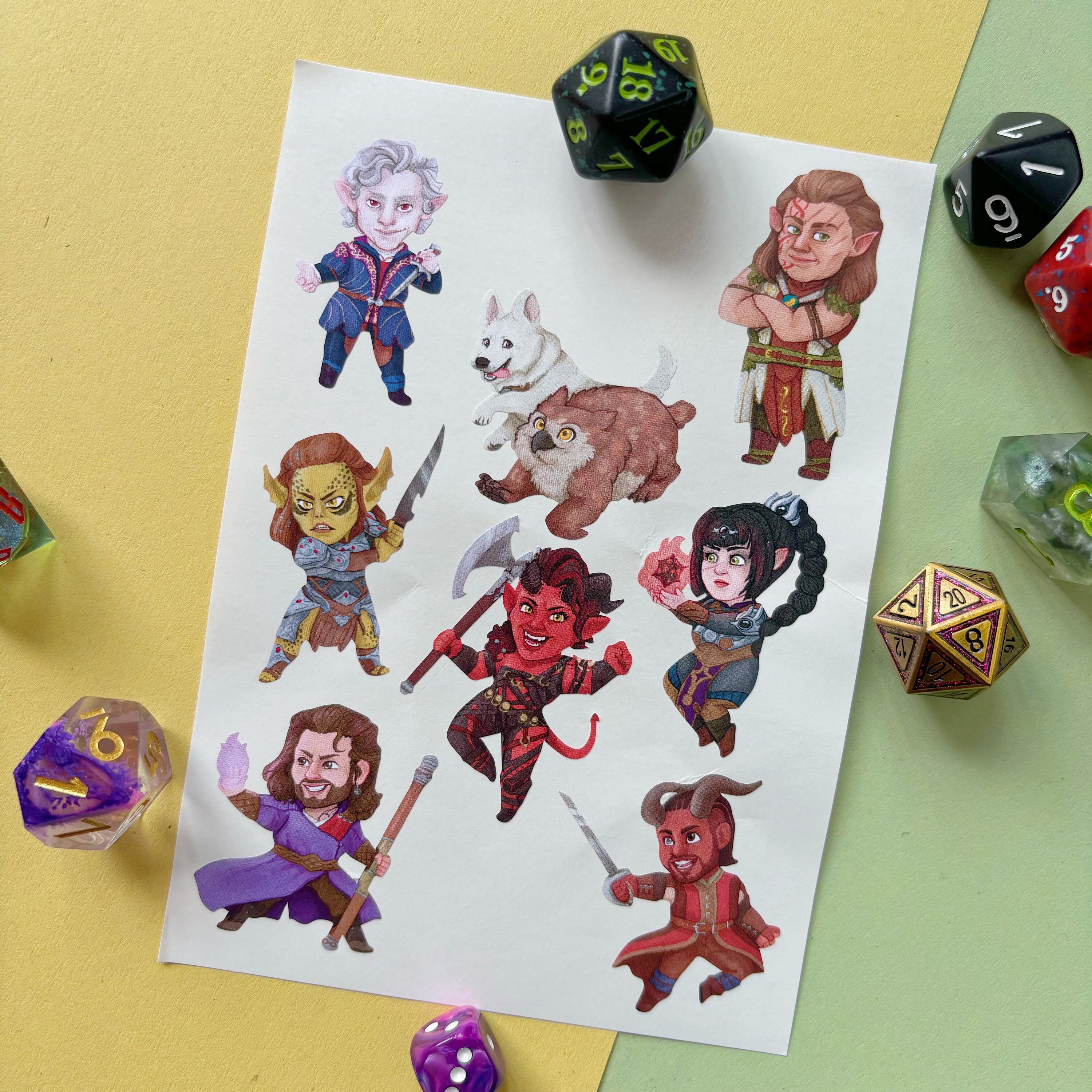 A6 BG3 Characters Borderless Deco Vinyl Sticker Sheet - Etsy