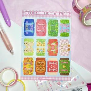 Monthly Tabs Planuary Planner Stickers A6 Vinyl Sticker Sheet for Planning and Journalling