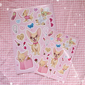 Bimbocore Spoiled Chihuahua Cute Vinyl Sticker Sheet