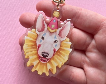 Edgar the Clown Bull Terrier Acrylic Charm Keychain