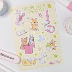 Stationary Buddies A6 Sticker Sheet Paper Stickers for Planner and Journalling