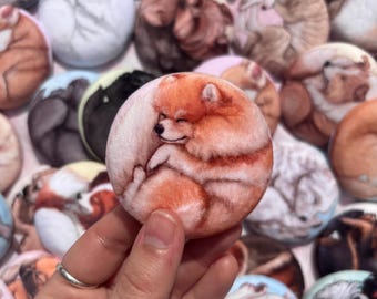 Pomeranian| Super Soft Plush Pin Badge Sleeping Dog Pin
