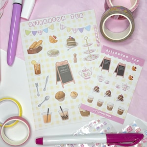 Afternoon Tea Cafe Planuary Planner Stickers A6 Premium Paper Sticker Sheet for Planning and Journalling