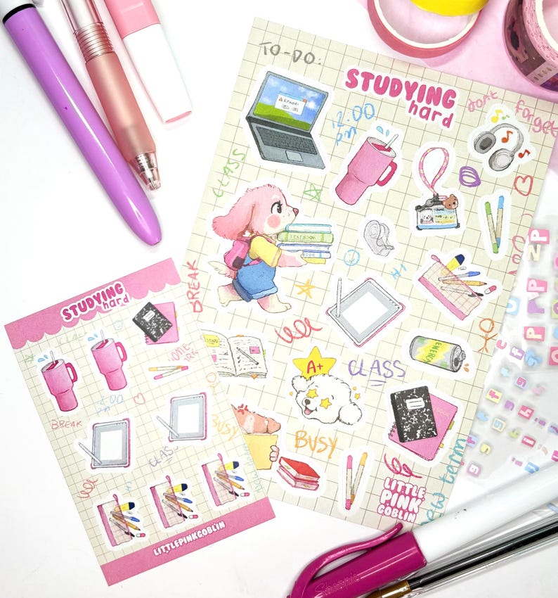 Study Corner Sticker Studying School Planuary Planner Stickers A6 Premium Paper Sticker ...