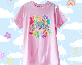 Down To Clown Around Pastel Pink Graphic T-Shirt