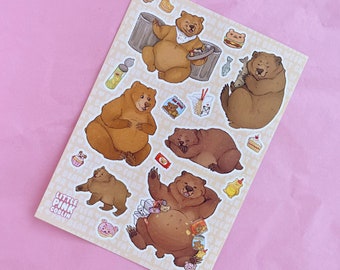 Fat Bear Season A6 Vinyl Sticker Sheet