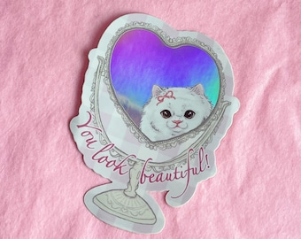 Ragdoll Kitten Holographic Mirror Sticker