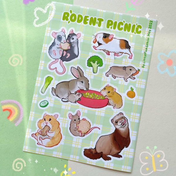 Rodent Picnic A6 Glossy Sticker Sheet