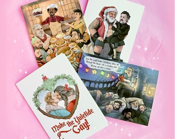 Gay Pirates Holiday Greetings Card Collection 4pcs Christmas Cards with Envelopes