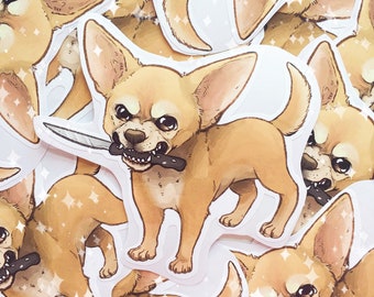 Small But Feisty Threatening Chihuahua Vinyl Sticker