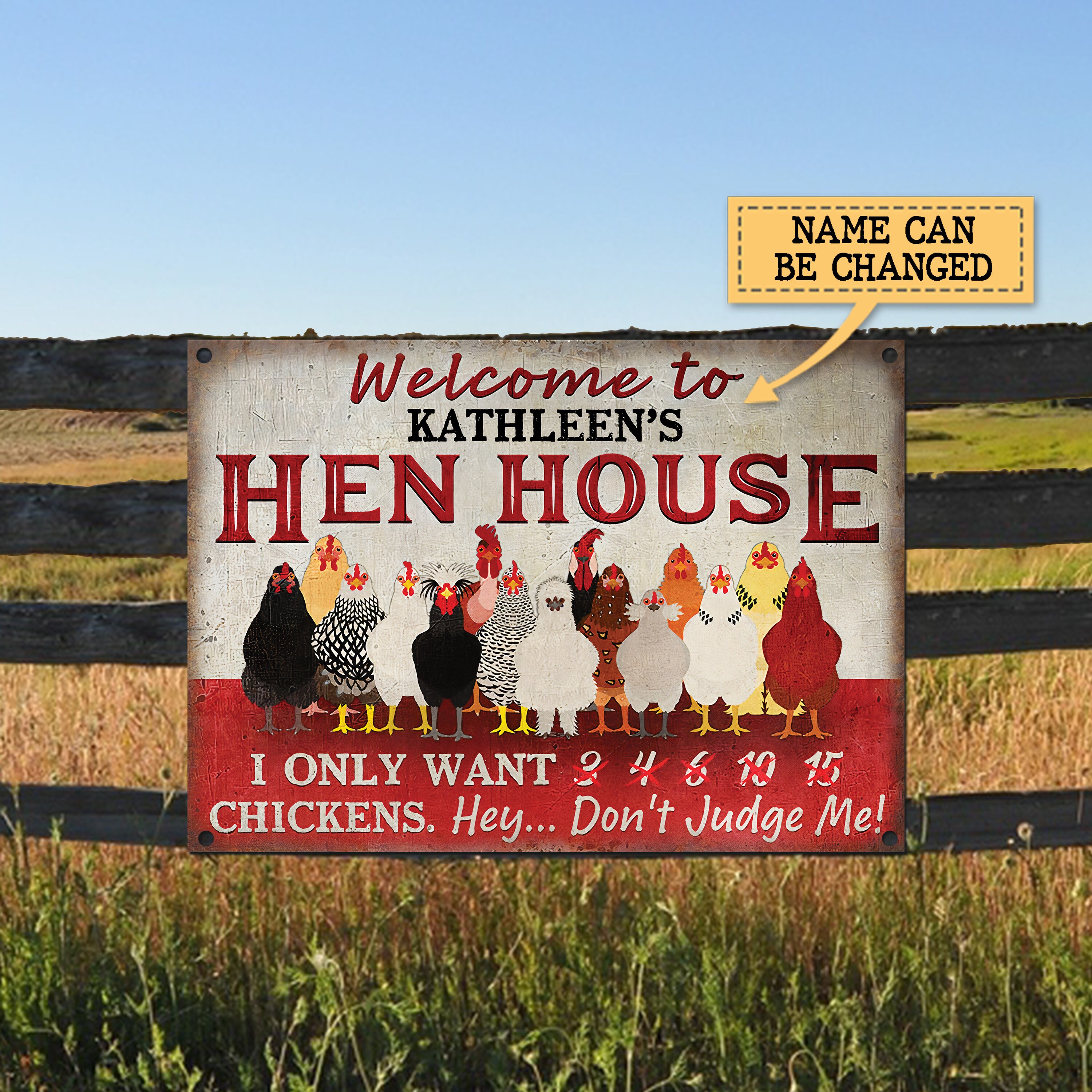 Personalized Hen House Metal Sign Chicken Coop Hen House Etsy