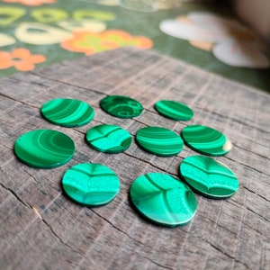 Natural Malachite Coin: Calibrated Flat Round Gemstone