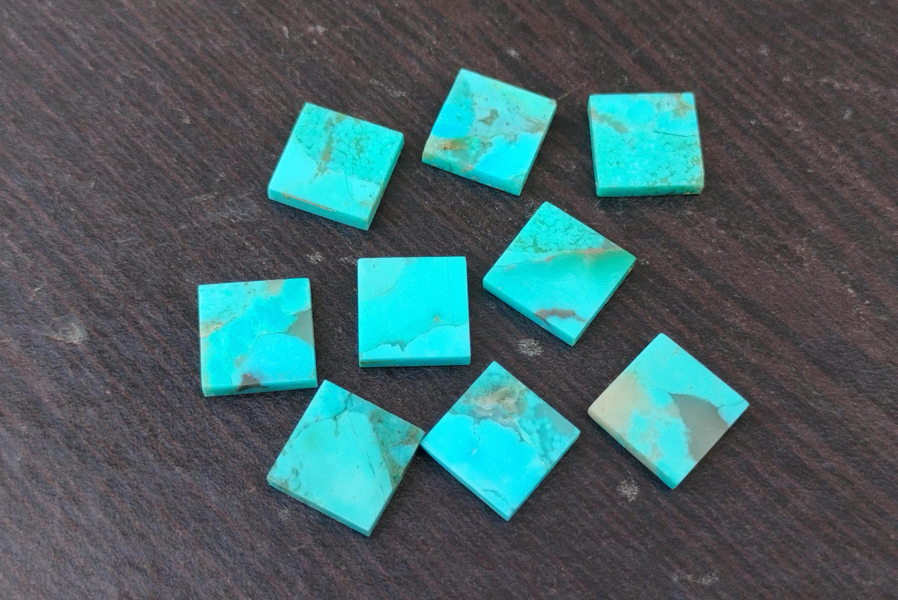High-Quality Natural Arizona Turquoise Square Shape Both Side Flat Disc, Calibrated Gemstone, aaa+ Kingman Smooth Turquoise, All Custom Size