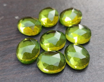 Fine Quality Peridot Quartz Rose Cut Calibrated Gemstones Available in Multiple Sizes Back Flat