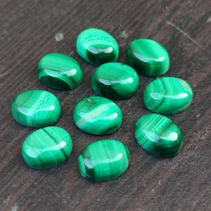 Natural Malachite Oval Cabochon: Calibrated Flat Back Gemstone