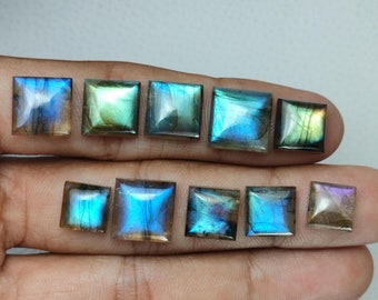 AAA + Labradorite naturale forma quadrata Cabochon con retro piatto calibrato Pietre preziose all'ingrosso Qualità aaa Tutte le taglie disponibili da 4 mm a 30 mm