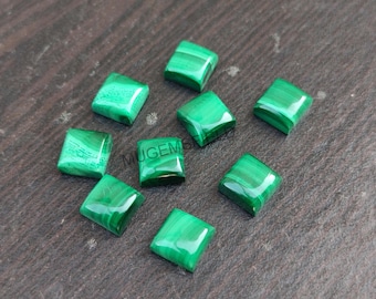 Natural Green Malachite Square Cabochon: Polished Gemstone (4-25 MM)