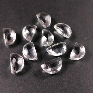 10 AAA Clear Crystal Quartz Rose Cut Cabochons: 5 x 9 MM Loose Gemstones