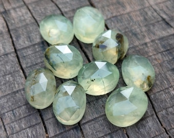 Natural Prehnite Oval Cabochon: Rose Cut Gemstone, Jewelry Making