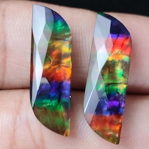 Ammolite Gemstone Pair For Earring,Jewelry Making Ammolite Doublet Matched 2 Pcs Set Briolette