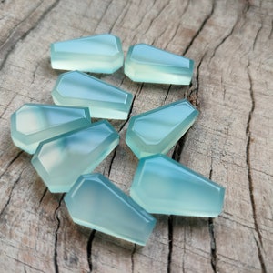 Chalcedony, Aqua Chalcedony, Gemstone Cabochon Coffin Back Side Flat, Calibrated Gemstones, Jewelry Making Supplies, All Custom Size