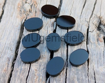 Natural Black Onyx Gemstones: Flat Oval Calibrated Stones (3x5 mm to 20x30 mm)