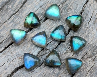 AAA+ Natural Labradorite Trillion Shape Cabochons Flat Back Calibrated Gemstones Wholesale aaa Quality All Sizes Available 4 MM to 30 MM