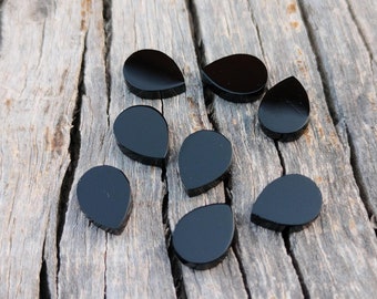 Natürlicher schwarzer Onyx-Perlen-Cabochon: Flacher Edelstein (3x5 bis 16 x 22 MM)